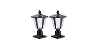 Flynama 15 Inch Solar Powered Outdoor Lantern with Adjustable Brightness for Garden and Pathway 2-Pack