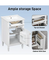 Cesicia 20 in. Freestanding Bathroom Vanity Cabinet with Sink, Solid Wood Legs, Adjustable Shelf, Tilt-Out Drawer for Small Bathroom