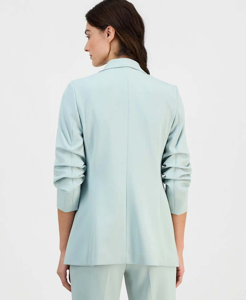 Anne Klein Women's Stretch Crepe Scrunch-Sleeve Open-Front Blazer