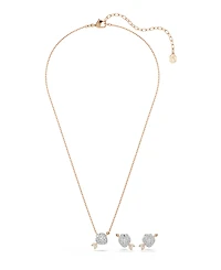 Swarovski Mixed Cuts, Heart with Arrow, White, Rose Gold-Tone Plated Necklace and Earring Set