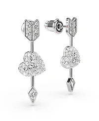 Swarovski Mixed Cuts, Heart with Arrow, White, Rhodium Plated Idyllia Drop Earrings