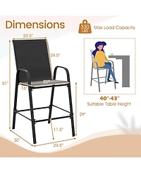 Slickblue Set of 2 Outdoor 29" Fabric Bar Stools with Armrests