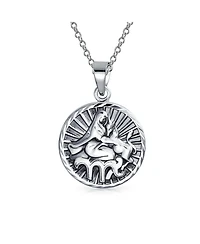 Bling Jewelry Virgo Zodiac Round Medallion Pendant Necklace Antiqued .925 Sterling Silver