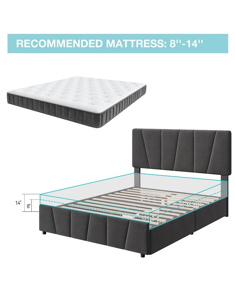 gaomon Easy Assembly Full Size Bed Frame Space Saving, for Living Room