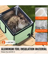 Mecale Elevated Heated Cat House with Timer, Adjustable Temperature, 900D Oxford Cloth Foldable Shelter with Heated Pad, Green, Small