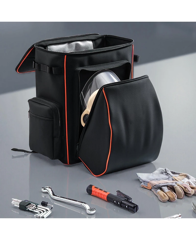 Mecale Welding Backpack, 35.6L Welder Tool Backpack with Helmet Catch Bag, 600D Polyester Gear Pack, Multi-Purpose Storage Bag