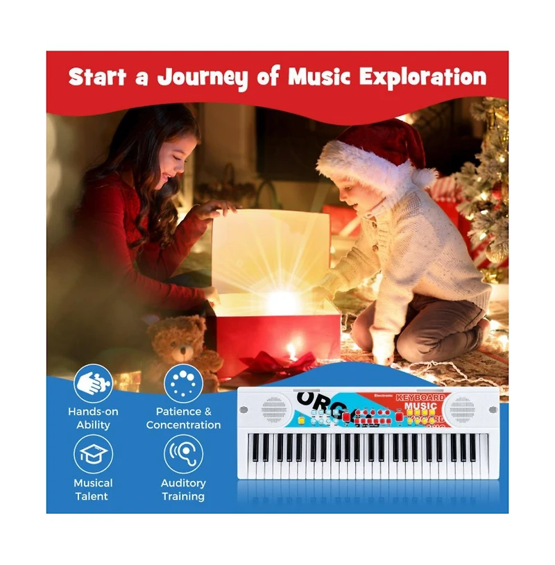 Hongge Kids Piano Keyboard with Microphone and Portable 49 Key Electric Music Toy