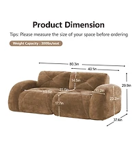 Boyel Living 2-Seater Tufted Sofa Couches with Soft Velvet Fabric and No Assembly Required