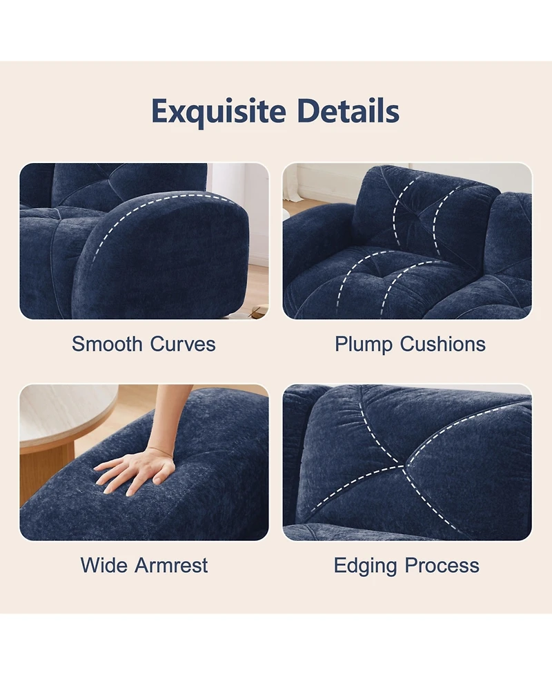 Boyel Living 2-Seater Tufted Sofa Couches with Soft Velvet Fabric and No Assembly Required