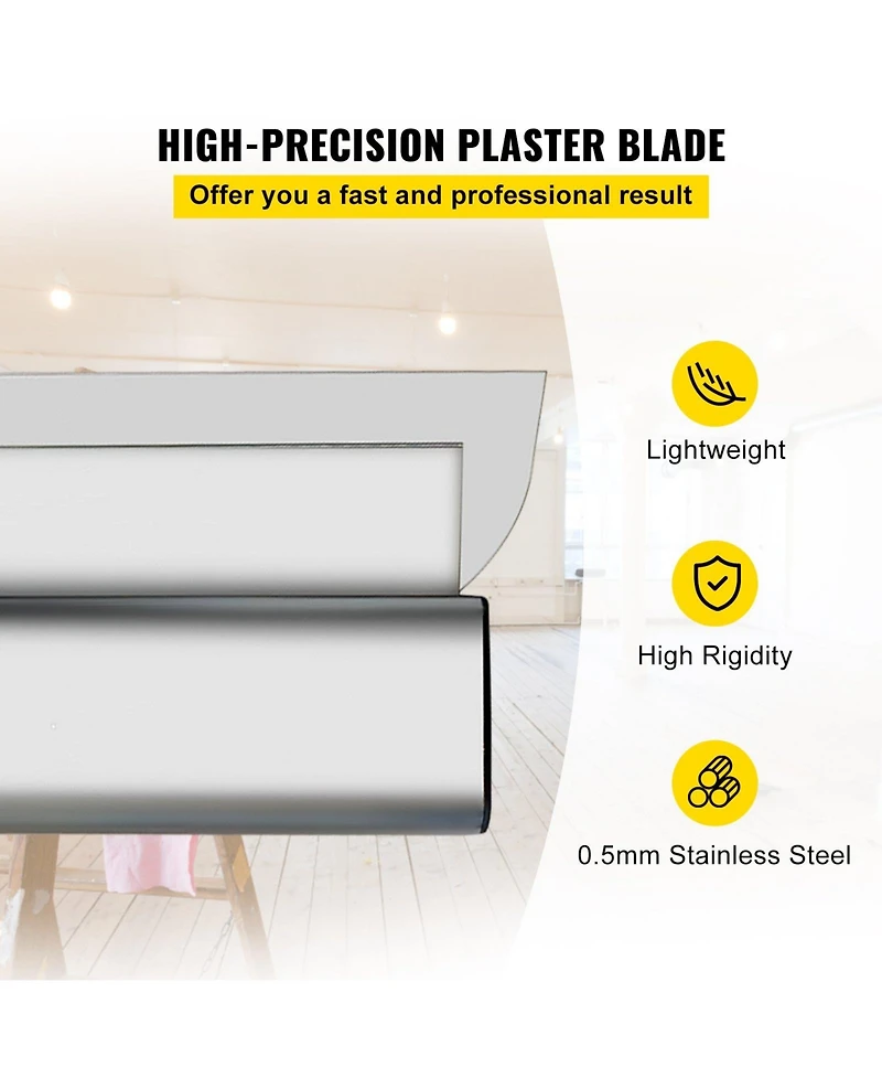 Mecale Skimming Blade Set, 10" 24" 32" Blades with 35"–78" Extension Handle, Stainless Steel, Aluminum Profile, Drywall Smoothing