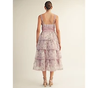 Arose Studio, Inc Women's Sylvie Floral Tiered Trim Midi Dress