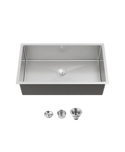 flynama 33x19inch Brushed Nickel Stainless Steel Kitchen Sink Single Bowl Drop In Undermount