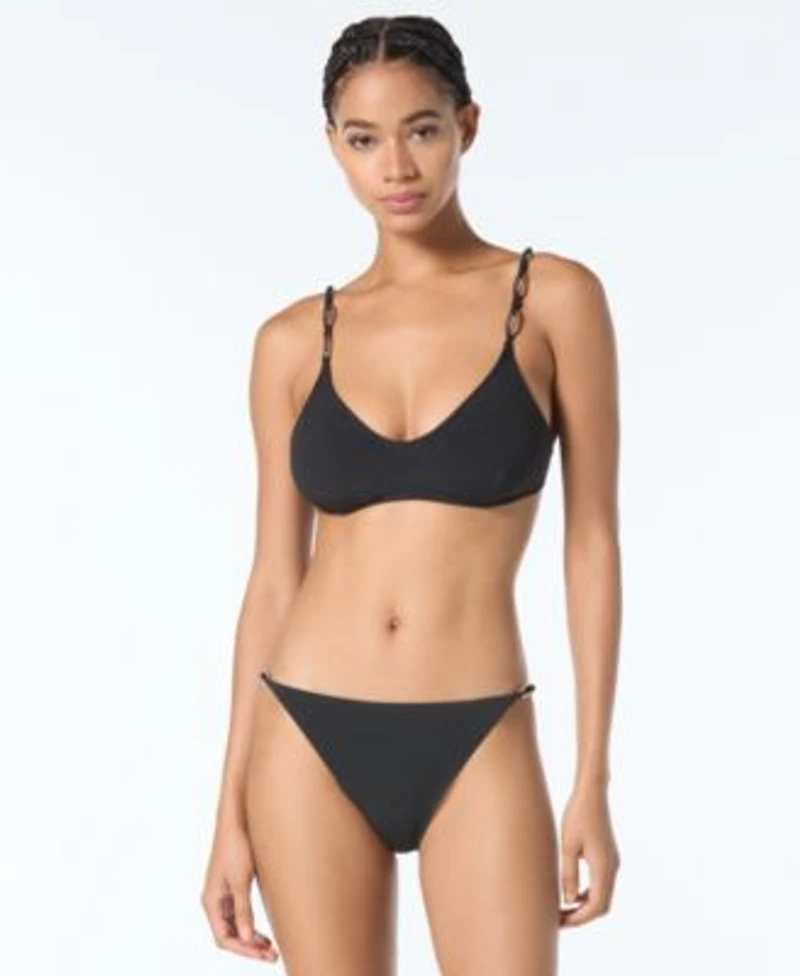 Michael Kors Womens Oval Link Swim Bikini Top Full Coverage Swim Bottoms