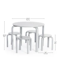 Guidecraft Kids' Nordic Table and Chairs Set - Natural: Wooden Round Classroom Playroom Toddler Activity with 4 Stools