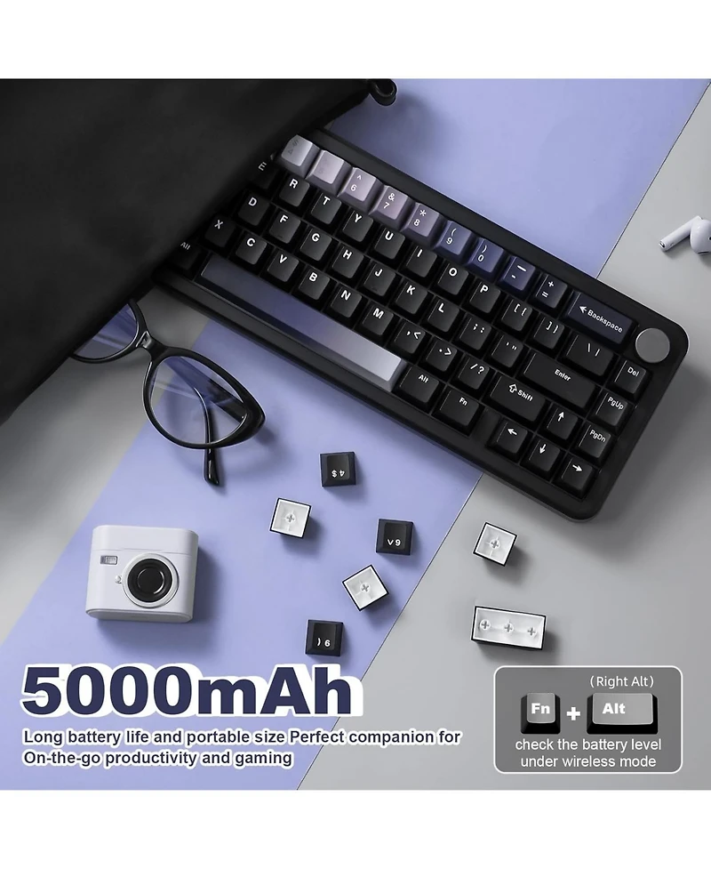 Lofree B68 Wireless Mechanical Keyboard,Tri-Mode BT5.0/2.4GHz/Usb-c,Cute Pbt Keycaps,Hot Swappable Creamy Typing Gasket (Cocoa Cream V2 Switch)