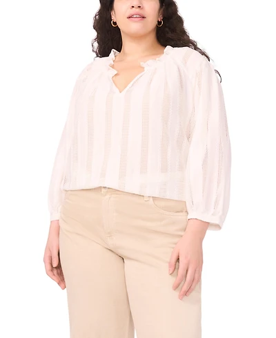 Vince Camuto Plus Split Neck Peasant Blouse