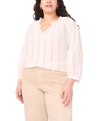Vince Camuto Plus Split Neck Peasant Blouse