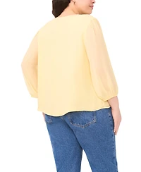 Vince Camuto Plus Ruffle Detail V-Neck Top