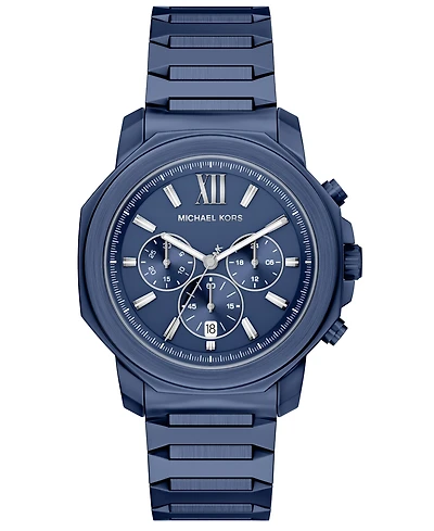 Michael Kors Men's Prescott Chronograph Blue Stainless Steel Watch, 44mm