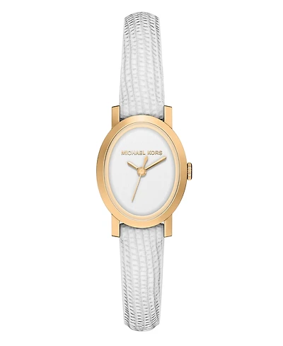 Michael Kors Women's Maude Three-Hand White Leather Watch, 21mm