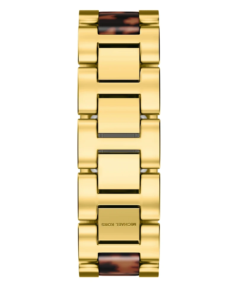 Michael Kors Women's Darrington Two-Hand Tortoise Acetate and Gold-Tone Stainless Steel Watch, 24mm
