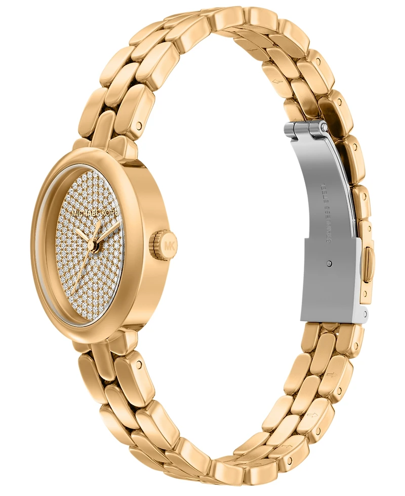 Michael Kors Women's Maude Three-Hand Gold-Tone Stainless Steel Watch and Bracelet Set, 21MM