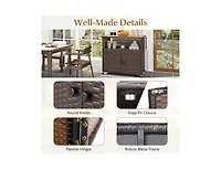 Slickblue Patio Storage Cabinet with Acacia Wood Top and Rolling Wheels