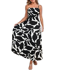 Cupshe Women's Abstract Print Ruched Bust Midi Beach Dress