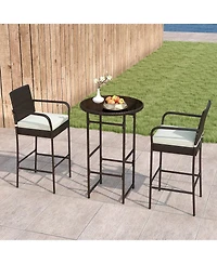 Slickblue Patio 3-Piece Bar Table Set with 2 Seat Cushions