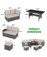 Gaomon 7-Piece Outdoor Patio Set with Wicker Rattan Dining Table