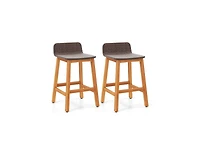 Slickblue 2-Piece Acacia Wood Bar Stools for Porch with Footrests