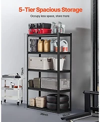 Mecale 5-Tier Garage Storage Shelves, 18"D x 40"W x 72"H, 2000 lb Capacity, Adjustable Metal Utility Shelving Rack, Black