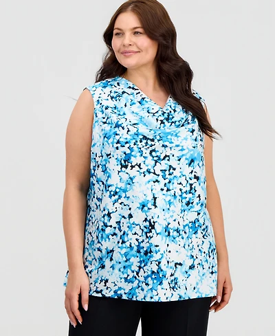 Kasper Plus Sleeveless Cowlneck Top