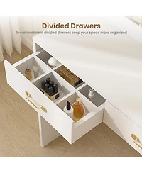 gaomon Makeup Table with Mirror, Led Bulbs and Power Outlet Vanity Desk with 3 Drawers and Storage Shelves Dressing Table for Bedroom Dressing Room