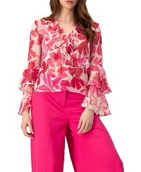 Ivonne Women's Straight Long Sleeve Blouse with Ruffles