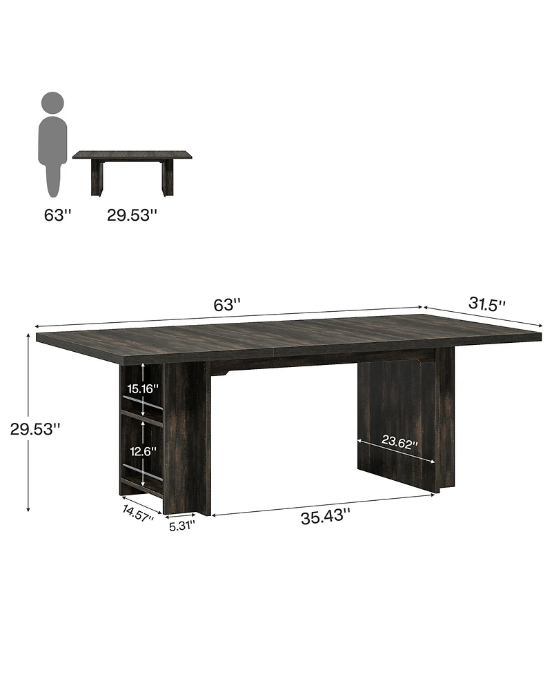 Tribesigns 63 Inches Office Executive Desk, Home Desk Large Computer Writing Table with Storage, Wood Workstation Small Conference