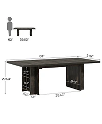 Tribesigns 63 Inches Office Executive Desk, Home Desk Large Computer Writing Table with Storage, Wood Workstation Small Conference