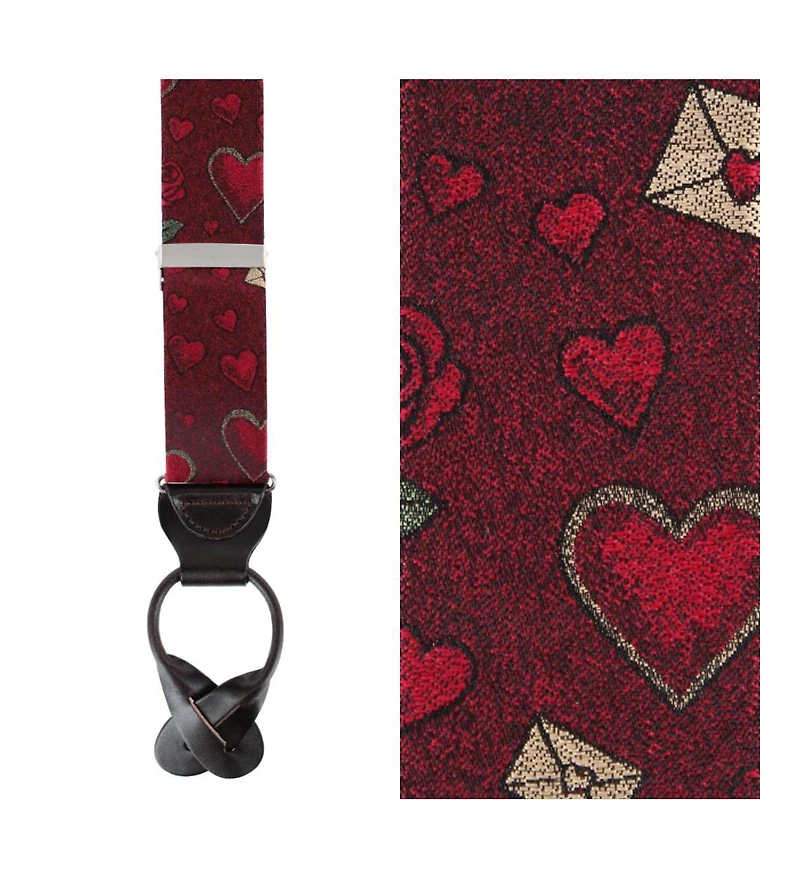Trafalgar Amor Valentine's Note Silk Button End Suspenders