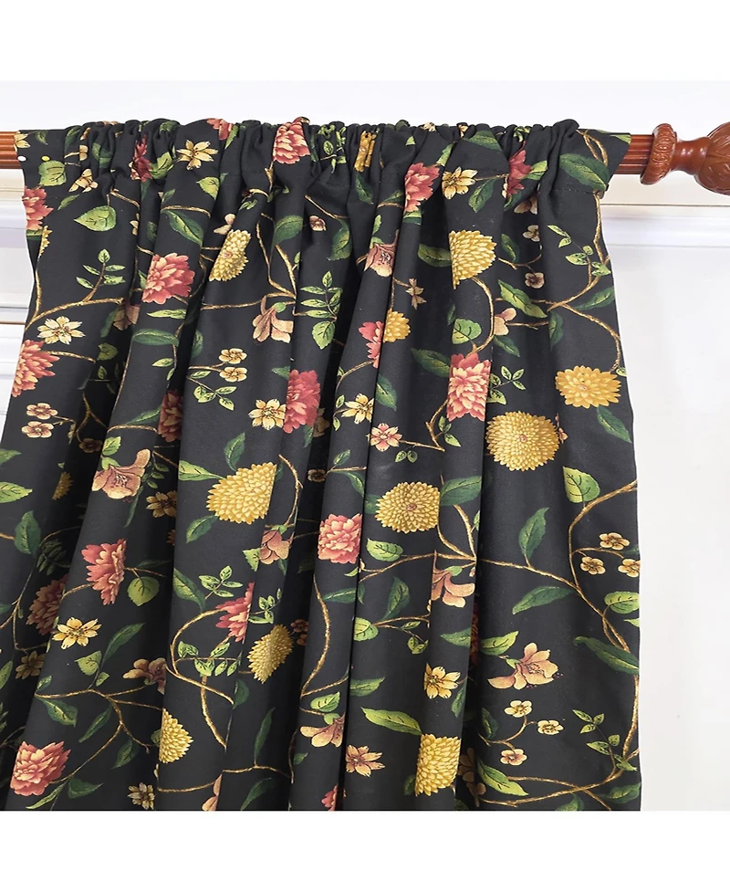 Rlf Home NightFall 100% Cotton Rod Pocket Window Curtain set of 2 Panels 100" x 84" Black