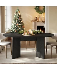 Tribesigns 63" Oval Farmhouse Dining Table for 4-6