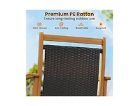 Slickblue Patio Rattan Glider Chair with Acacia Wood Frame and Wicker Seat