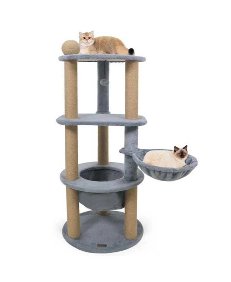 Aostirmotor 47"Tall Multi-Level Cat Tree with Scratching Posts in Light Grey