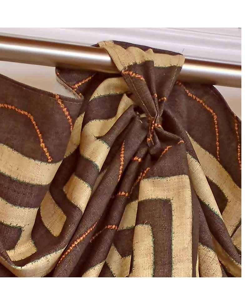 Rlf Home Atahualpa 3-s Victory 100% Cotton Tab Top Swag Window Curtain 54" x 25" Brown