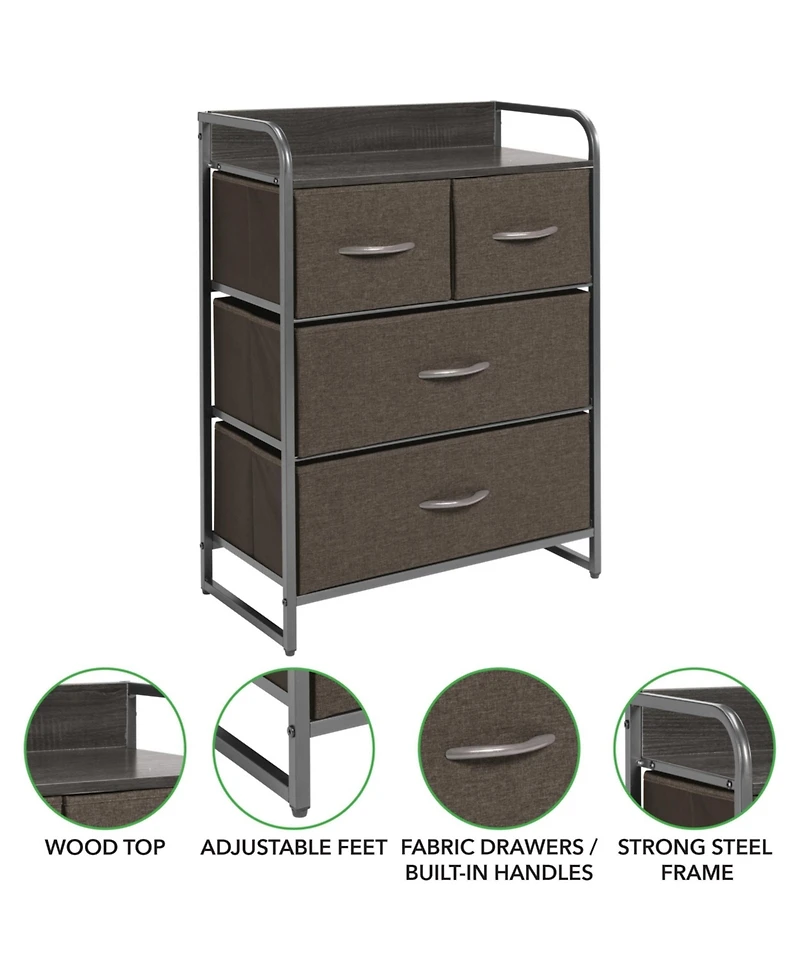 mDesign Storage Dresser Furniture, 4 Removable Fabric Drawers, Dk. Gray/Graphite