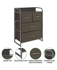 mDesign Storage Dresser Furniture, 4 Removable Fabric Drawers, Dk. Gray/Graphite