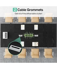 Tribesigns 94.5-Inch Conference Table for 10 People, Industrial 8 Ft Meeting with Two Grommets Home Office, Studio, Business
