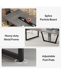 Tribesigns 94.5-Inch Conference Table for 10 People, Industrial 8 Ft Meeting with Two Grommets Home Office, Studio, Business
