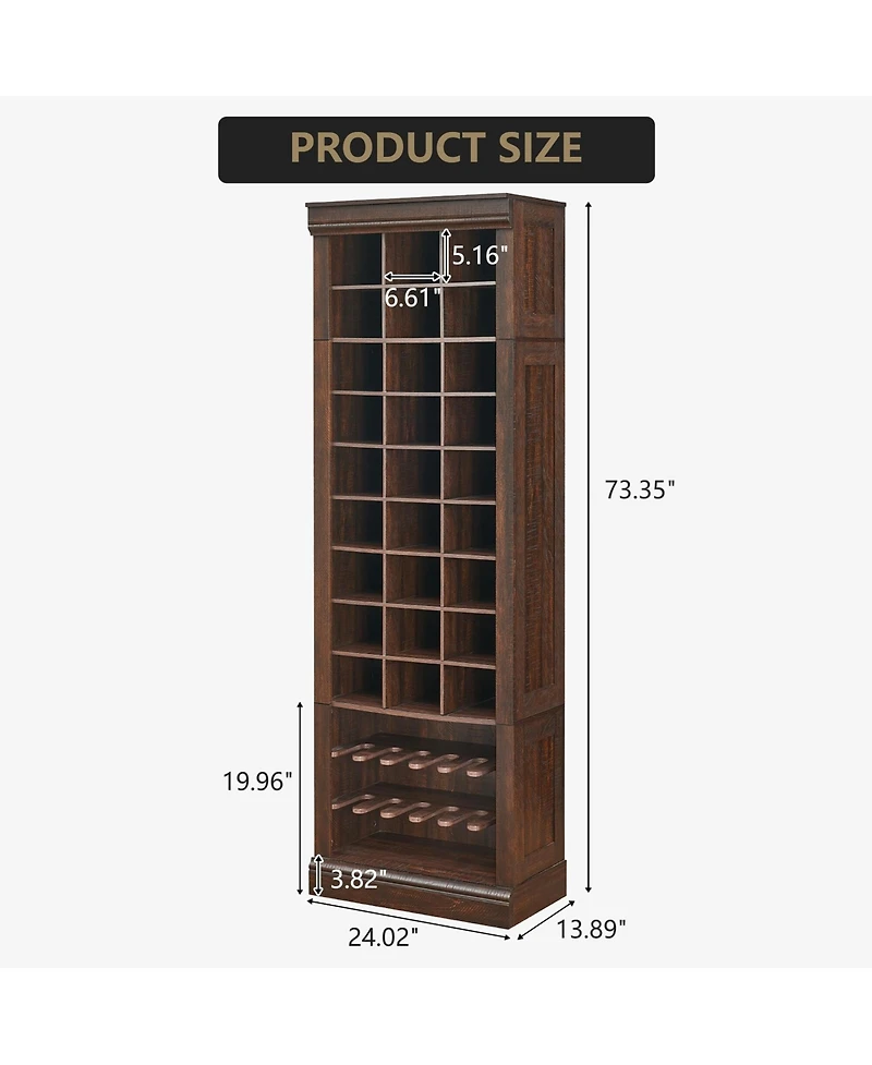 Gaomon 10-Tier Shoe Storage Cabinet, Tall Wooden Shoe Rack with 27 Cubbies, Freestanding Shoe Organizer for Entryway, Living Room