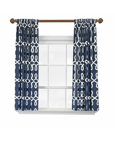 Rlf Home Oblique 100% Cotton Rod Pocket Window Curtain set of 2 Panels 100" x 63" Navy