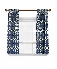 Rlf Home Oblique 100% Cotton Rod Pocket Window Curtain set of 2 Panels 100" x 63" Navy